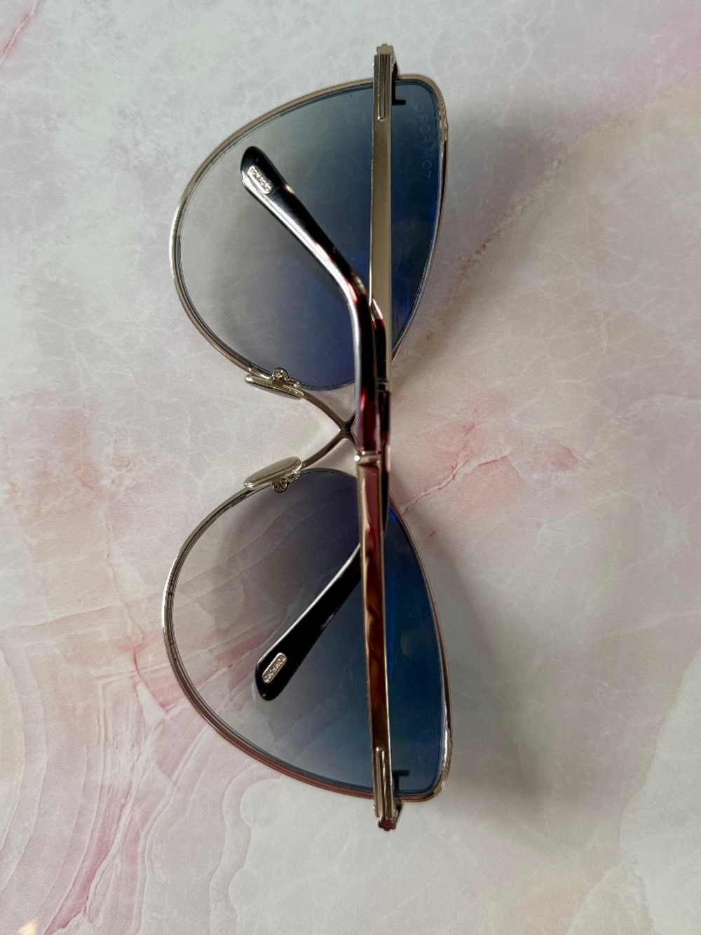 Tom Ford Leila TF 786 Silver Frame Blue Lens Sunglasses w/ Case & Cloth - Picture 4 of 5
